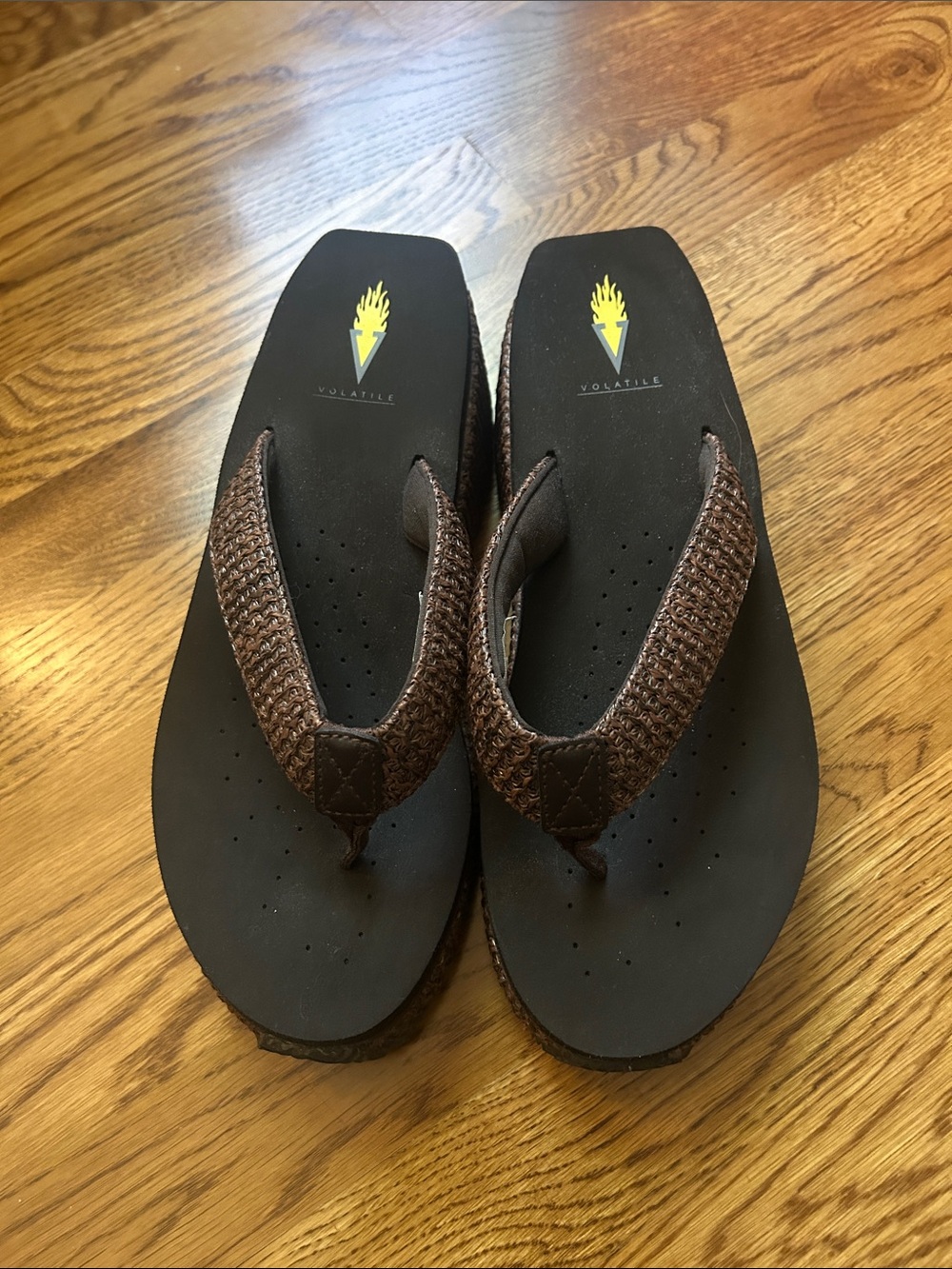 Volatile Brown Woven Strap Flip Flop Sandals
